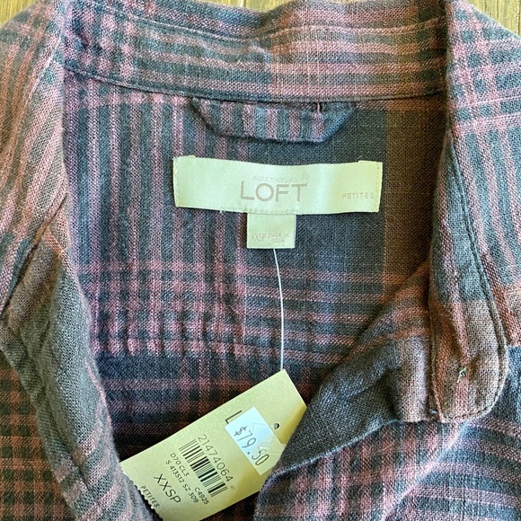 NWT LOFT Plaid Shirtdress Purple & Black Size XXSmall Petite - Picture 5 of 8